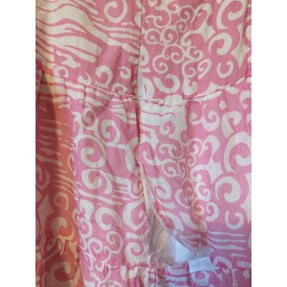 RTR Sz L Amanda Uprichard Tula Pink Print Tie Strap Sweetheart A-Line Midi Dress - Picture 8 of 10